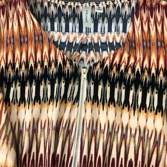 Tacera Black Rust and Maroon Midi Dress V Neck Gold Zipper Size M - Picture 5 of 8